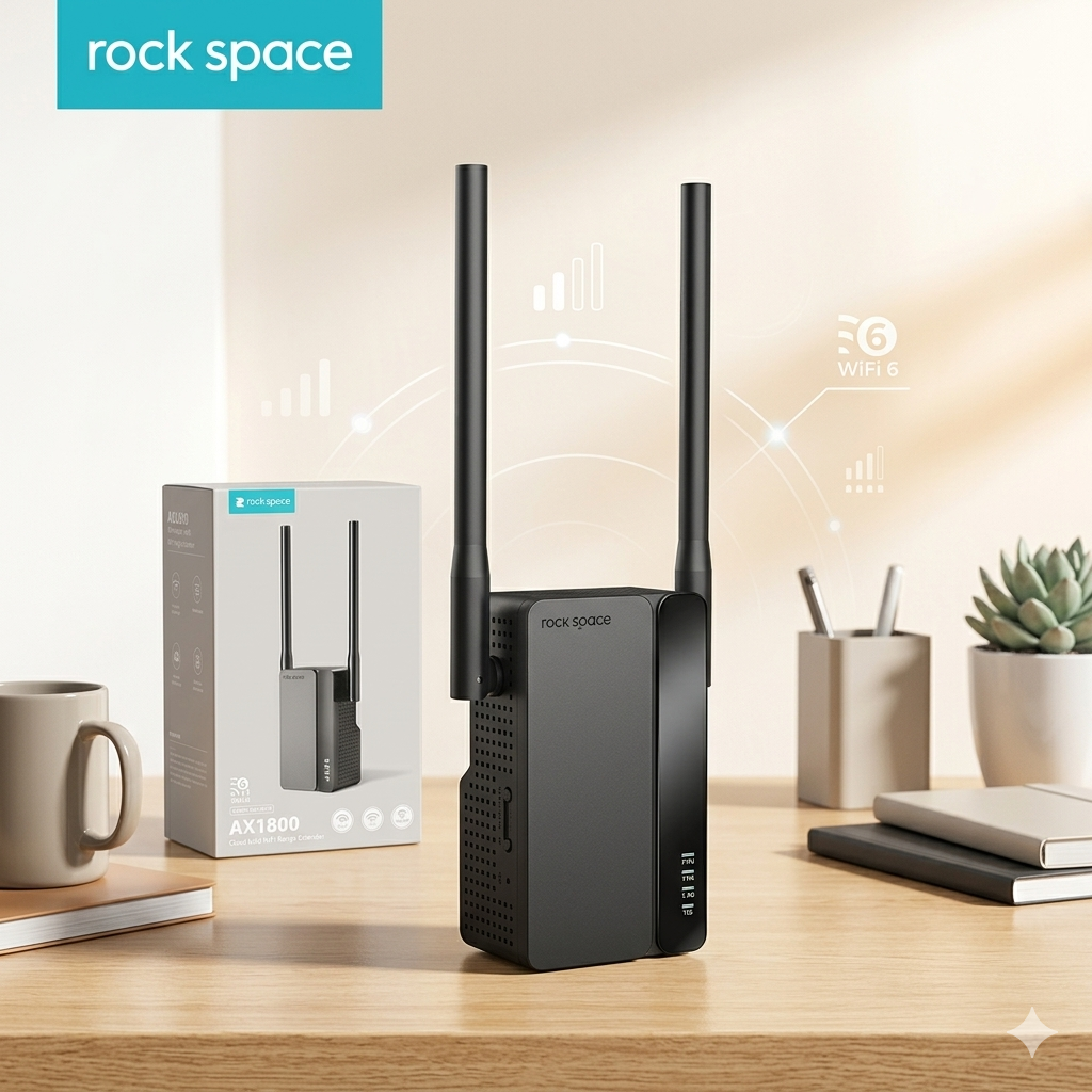 Bộ kích sóng WiFi 6 Rock Space AX1800 ( hàng Amazon Mỹ ) - có cổng LAN