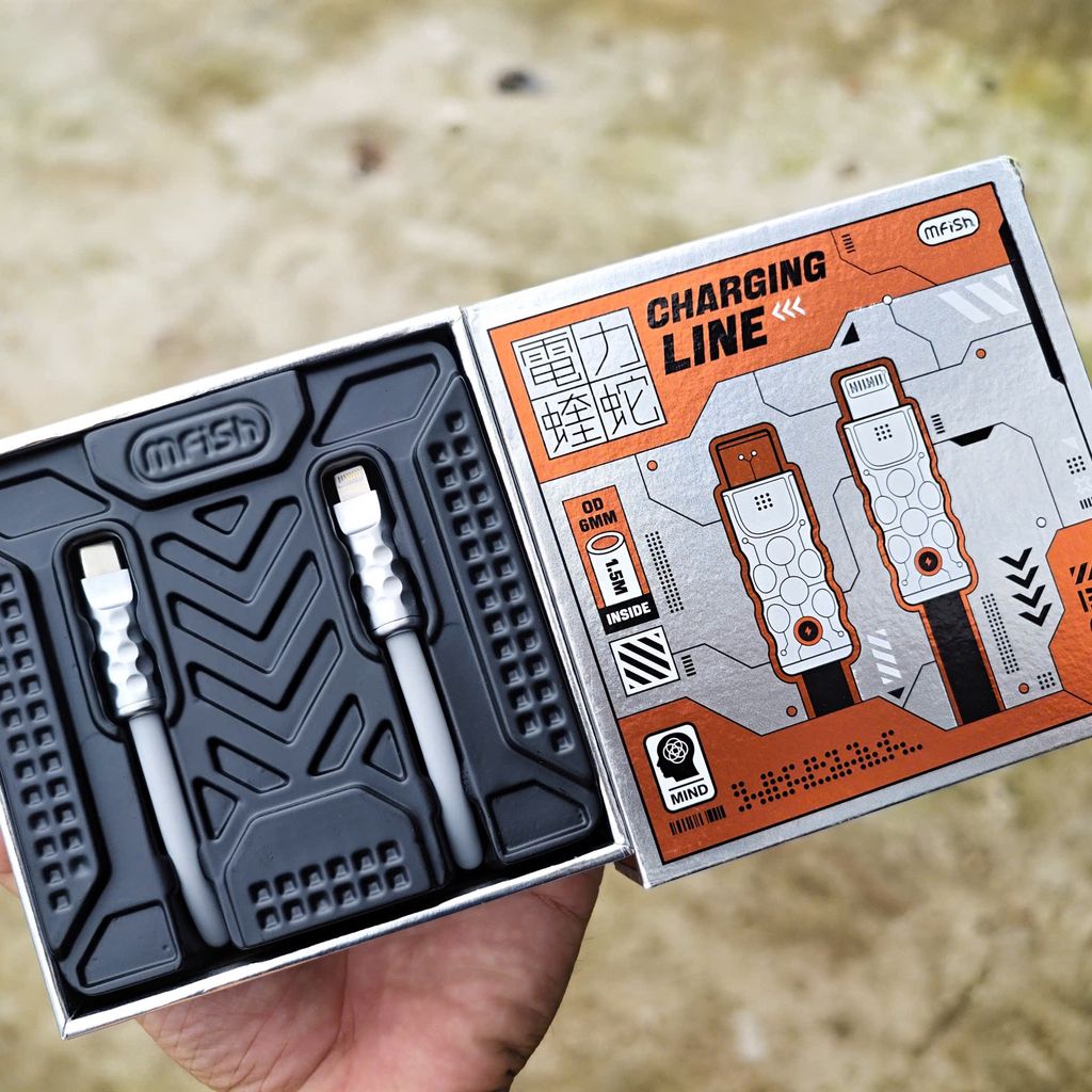 Cáp Sạc Nhanh mFish Bọc Silicone Chống Rối 1.5m (Type-C to Lightning 30W / C to C 240W) Nologo
