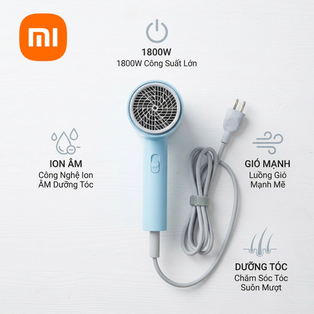 Máy sấy tóc Xiaomi SMATE SH-1802 bổ sung ion âm - Màu XANH