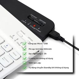 Bàn phím Bluetooth siêu mỏng, nhỏ gọn cho máy tính bảng, điện thoại (iOS, Andr…