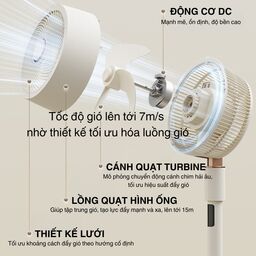 Quạt Sharp PJ-CD614A, động cơ DC, 32 chế độ gió, quay 360°, tạo ion âm, làm sạ…