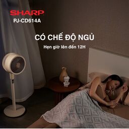 Quạt Sharp PJ-CD614A, động cơ DC, 32 chế độ gió, quay 360°, tạo ion âm, làm sạ…