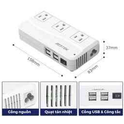 Bộ chuyển đổi điện du lịch (220V sang 100-120V) BESTEK MRJ201GU 250W, 3 cổng A…