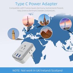 Ổ cắm du lịch Bestek type C, 7-in-1, USB-A, 1 cổng USB-C, 2 cổng USB-A, Công s…