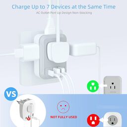Ổ cắm du lịch Bestek type C, 7-in-1, USB-A, 1 cổng USB-C, 2 cổng USB-A, Công s…