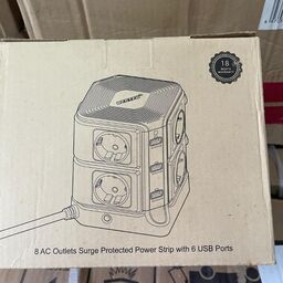 Ổ cắm đứng BESTEK 8 lỗ cắm,6 cổng USB, cáp 3m, 220-250V, 3600W Max, tiêu chuẩn…