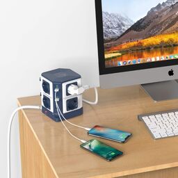 Ổ cắm đứng BESTEK 8 lỗ cắm,6 cổng USB, cáp 3m, 220-250V, 3600W Max, tiêu chuẩn…
