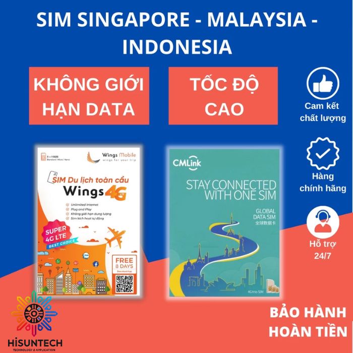 Esim du lịch Singapore Malaysia Indonesia