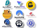 Surfshark VPN, Ip Vanish VPN, TunnelBear VPN, PIA VPN, VYPR VPN 12th + Canva Edu