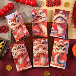 Set 6 cái lì xì hình Rắn 1 - Ất Tỵ 2025