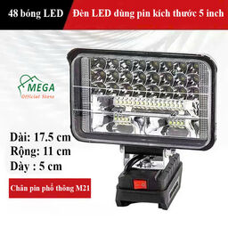 Đèn Led Led Tích Điện. 5 inch. 2 chế độ sáng, xa-gần. Bộ pin 10cell + sạc