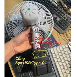 Quạt tích điện 11inch dùng pin phổ thông - Túc năng, Điện trực tiếp, cổng USB,…