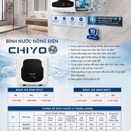Bình nước nóng Chiyo - Tráng men Titan - ion Bạc kháng khuẩn. BH 10 năm