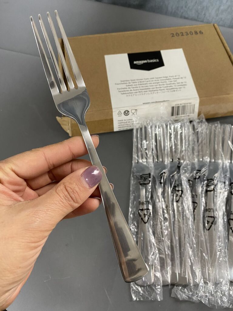 Bộ 12 dĩa inox Amazon Basics ( Mỹ ) B0736S97B5, an toàn sức khoẻ, dầy dặn, dùng được máy rửa bát - Ảnh 5