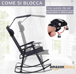 Ghế Xếp thư giãn Amazon Basics ( Mỹ ) Có Mái Che, dùng được ngoài trời, gấp gọ…
