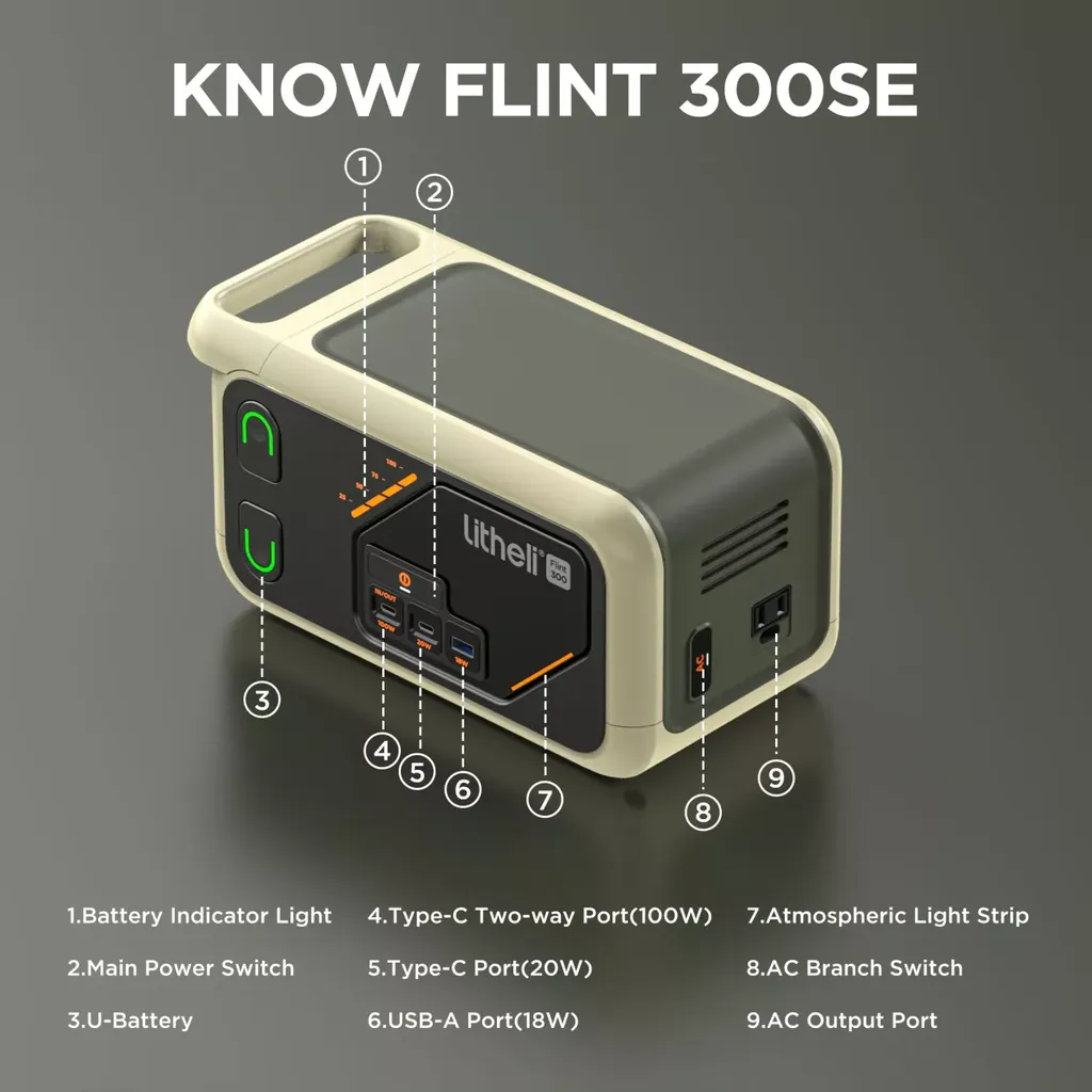 Trạm sạc di động Litheli Flint 300 - B300SE , công suất 300W , 62.400mAh , sạc điện 220V - Ảnh 4