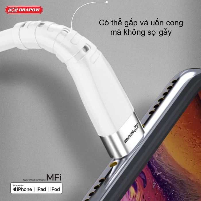 Dây cáp sạc nhanh dài 2M & 3M iPhone C to L chuẩn MFI hãng DRAPOW CF22 - Ảnh 3