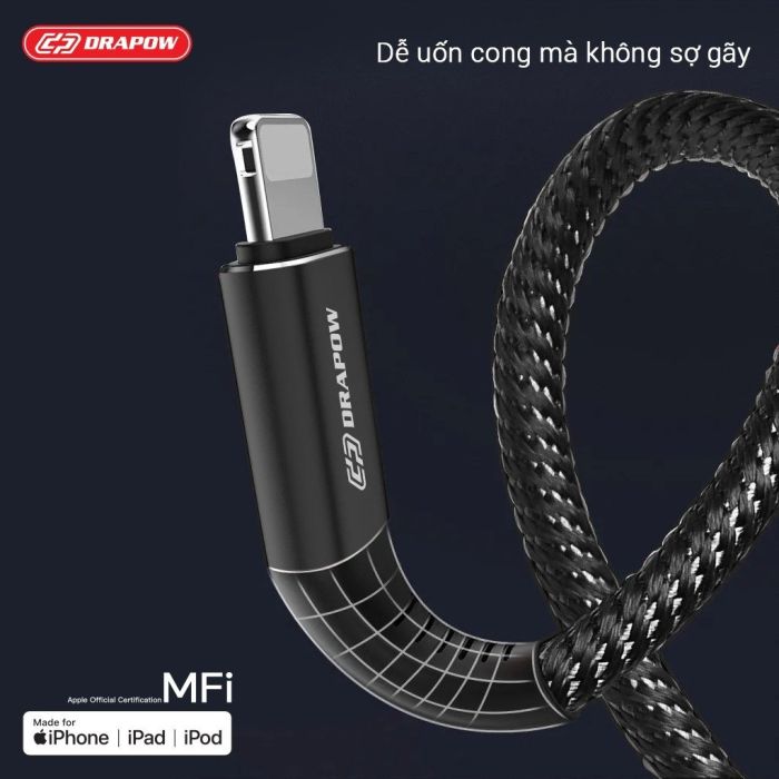 Dây cáp sạc nhanh 3M iPhone chuẩn MFI hãng DRAPOW CF23 - Ảnh 2