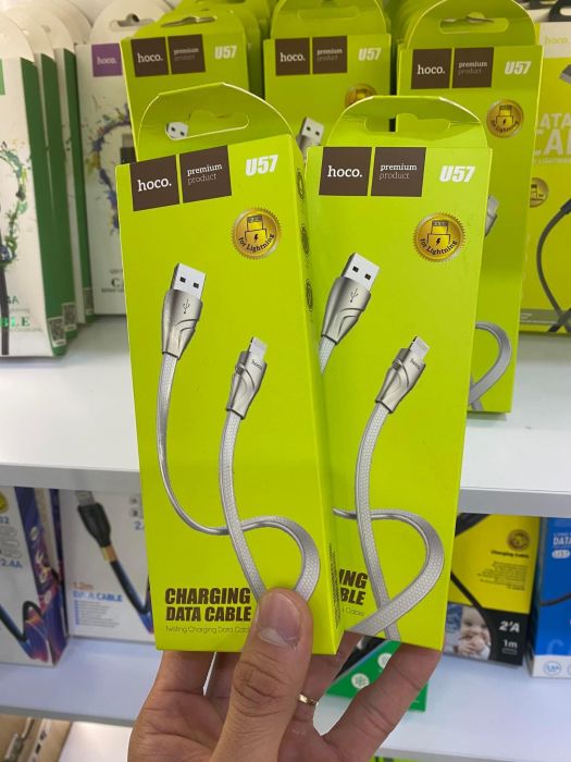 Cáp sạc lightning Hoco Twisting U57 1.2m - 2 màu: đen - trắng - Ảnh 3