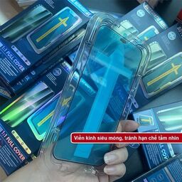 Kính cường lực tự dán iPhone khung dán tự động siêu dễ dán, viền mỏng, chống b…