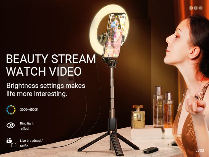 Đèn Live Stream HOCO LV03 Hỗ Trợ Chụp Ảnh Selfie - Ảnh 3