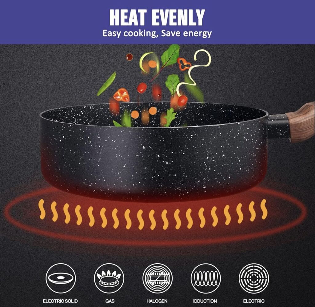 Bộ nồi,chảo 16 món hãng Allgetc ( Amazon Mỹ ) dùng được bếp từ,ko chứa PFOA, đạt chuẩn FDA Mỹ  - Ảnh 5