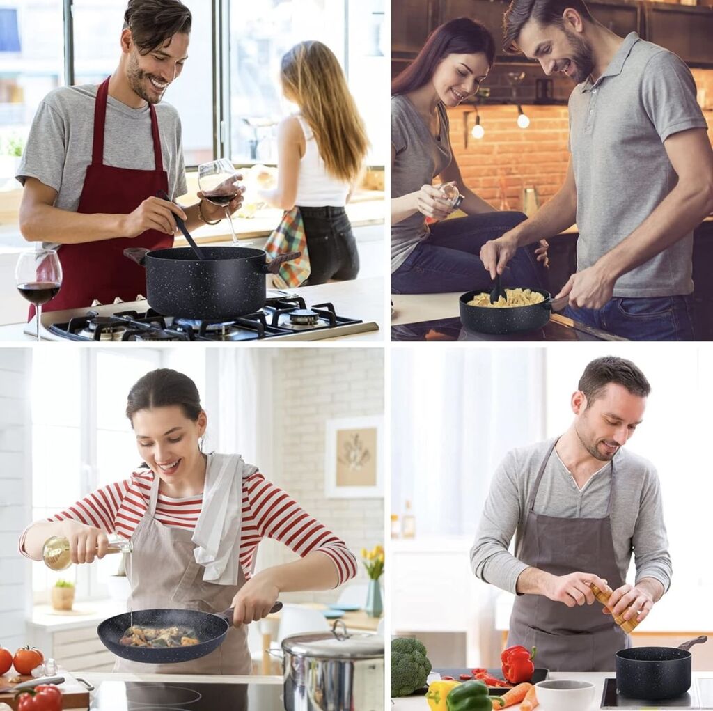 Bộ nồi,chảo 16 món hãng Allgetc ( Amazon Mỹ ) dùng được bếp từ,ko chứa PFOA, đạt chuẩn FDA Mỹ  - Ảnh 6