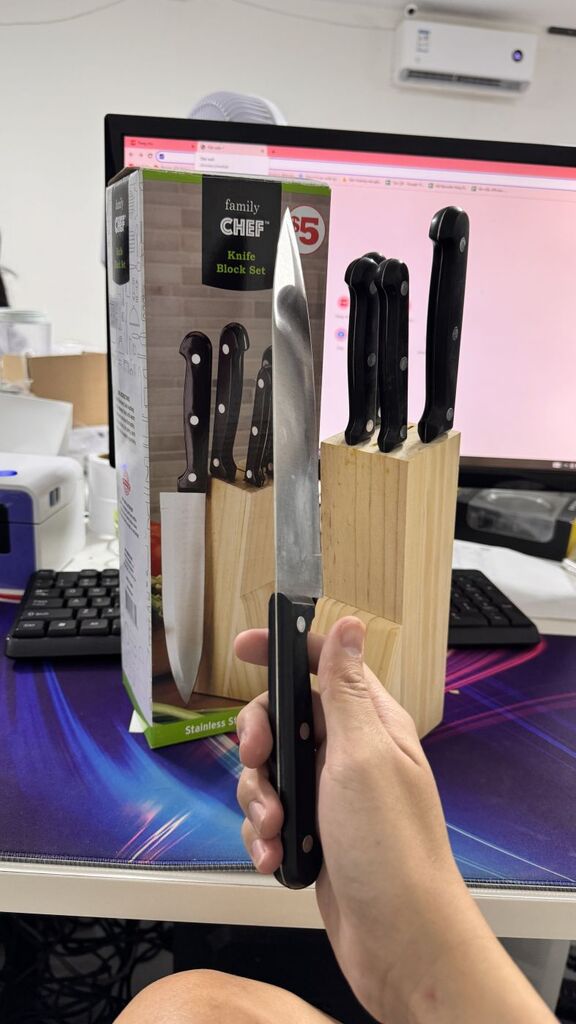 Bộ dao làm bếp 6 Món Family CHEF - kèm đế gỗ - Ảnh 4