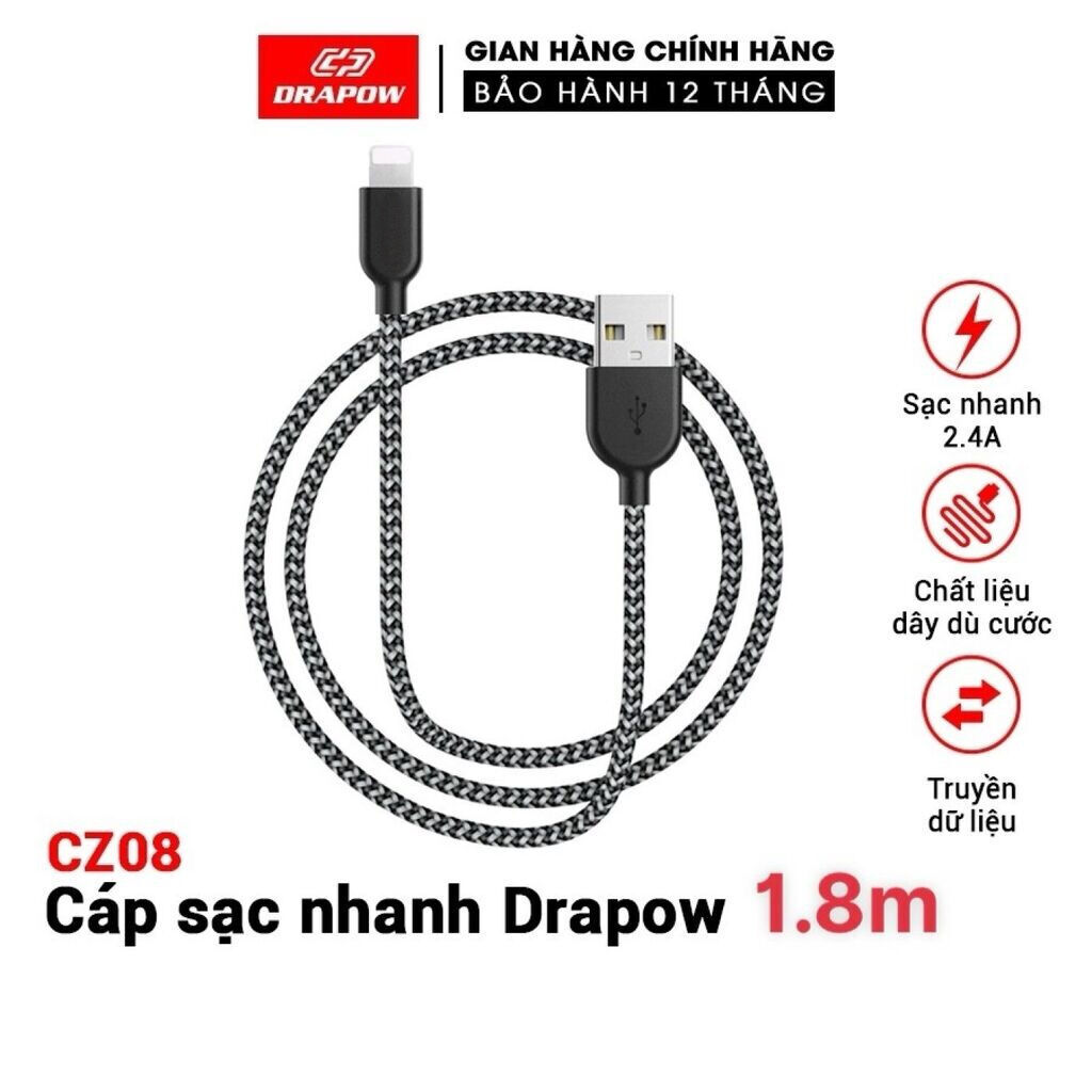 Cáp sạc dây dù iPhone - DRAPOW CZ08 siêu bền chống đứt - Ảnh 2