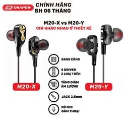 Tai nghe dây 3.5mm hãng Drapow M20 - có Mic & phím chỉnh volume