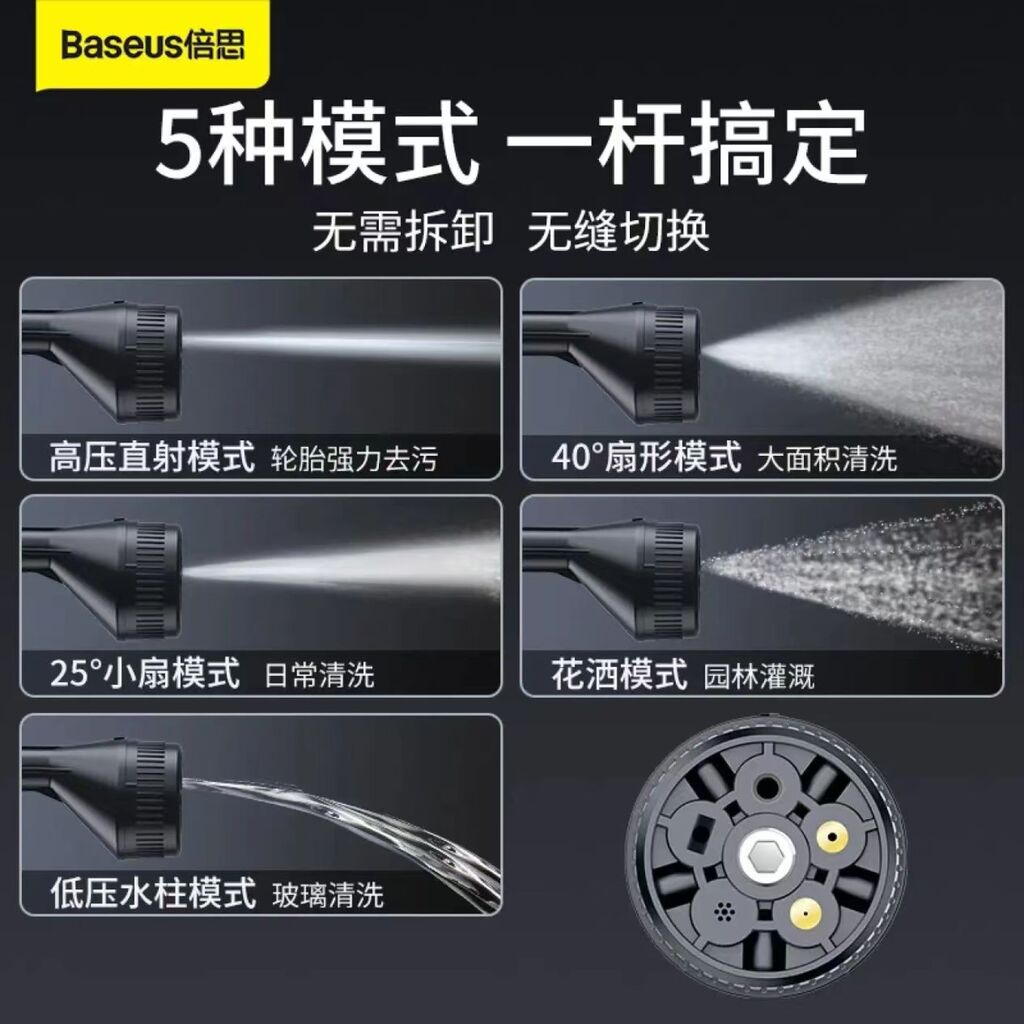 Máy phun tăng áp rửa xe ô tô ,sạc pin , hãng Baseus Dual Power Portable Electric - Ảnh 4
