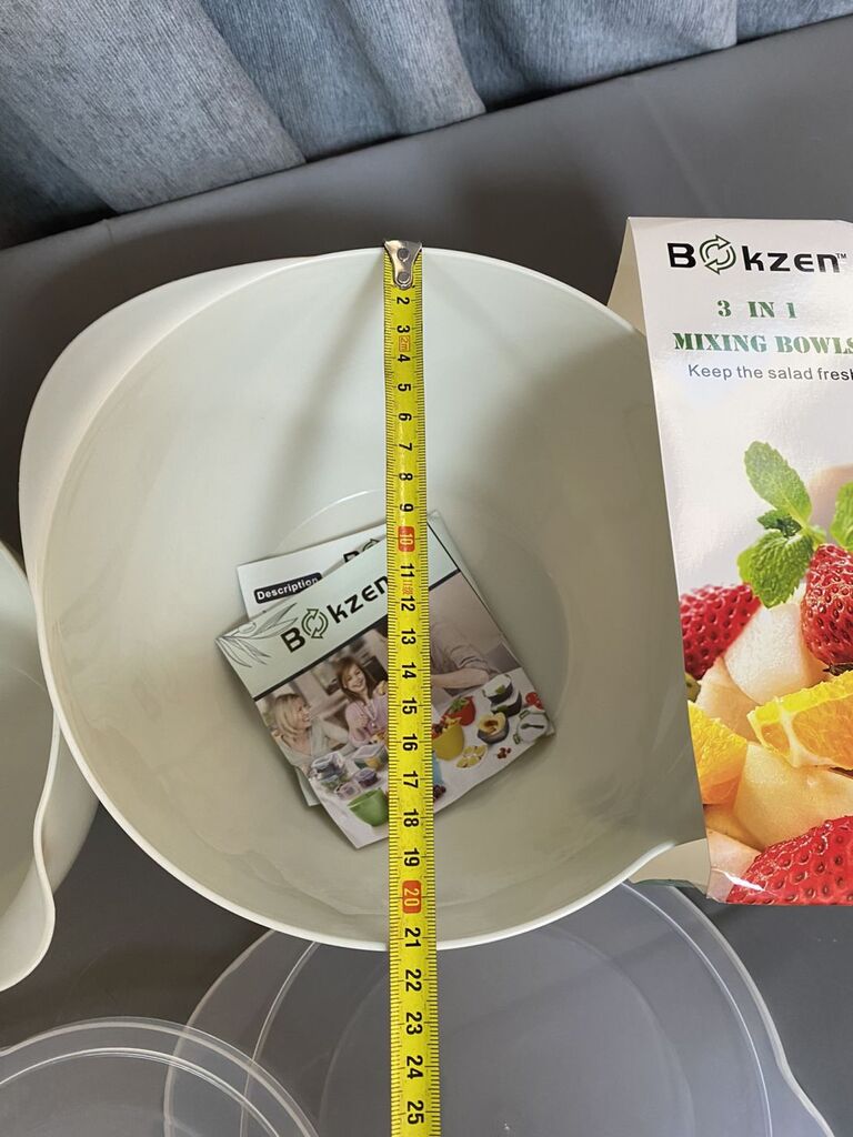 Bộ 3 Bát trộn nhựa Bokzen có nắp đậy cho nhà bếp, có thể xếp chồng lên nhau có vòi rót - Ảnh 5