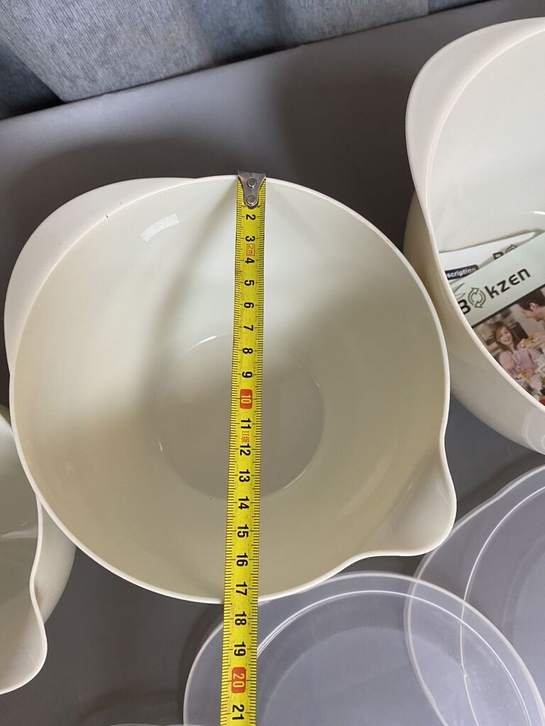 Bộ 3 Bát trộn nhựa Bokzen có nắp đậy cho nhà bếp, có thể xếp chồng lên nhau có vòi rót - Ảnh 6