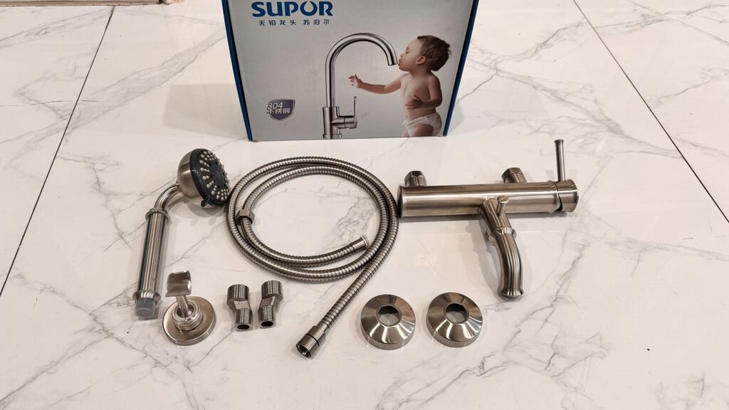 BỘ VÒI TẮM HOA SEN INOX SUPOR 251702-02-LS nóng lạnh - Ảnh 7