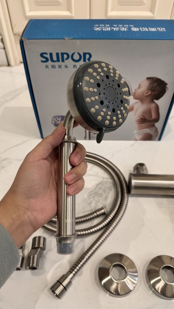 BỘ VÒI TẮM HOA SEN INOX SUPOR 251702-02-LS nóng lạnh - Ảnh 6