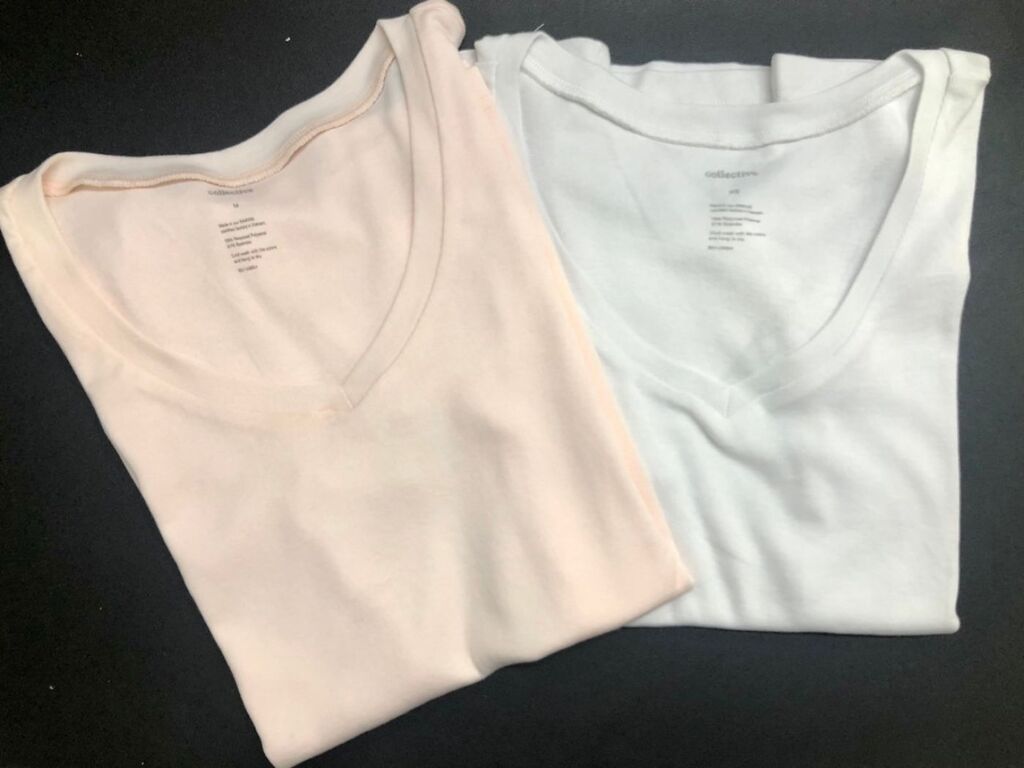 Áo phông nữ cổ tim 100% cotton , trắng size L , hồng size S , M - Ảnh 5