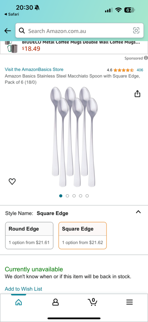 Bộ thìa Amazon Basics 6 món B07GJKFS6J - hàng Mỹ , cực xịn - Ảnh 3