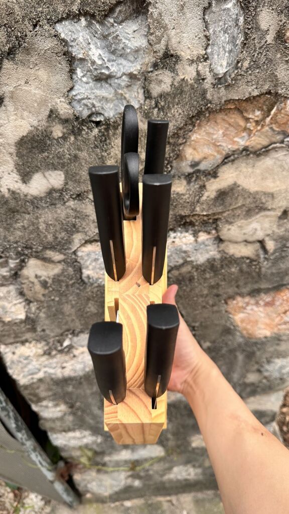 Bộ dao làm bếp 7 món hãng BTSM , có dao chặt , đế cắm dao bằng Gỗ - Ảnh 3